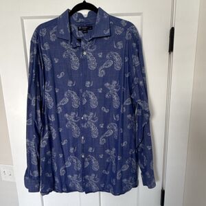 Cremieux Classics Blue Paisley Long Sleeve Button-Up Shirt Men's XL